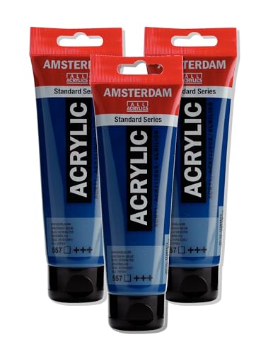 Amsterdam Standard Series Acrylic Paint Tube, Greenish Blue 557, 4 fl oz | Vibrant Color with Acrylic Resin Binder, High Lightfastness, Water-Based, Strong Coverage, Visible Brush Strokes - color: Greenish Blue, size: 4.06 Fl Oz (Pack of 1)