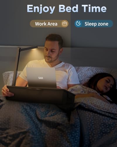 SAIJI Lap Desk with LED Light, Portable Laptop Tray with Cushion - color: Black
