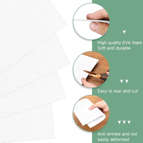 Innconee 20 Pcs 3mm Embroidery Foam EVA Foam Sheets for 3D Embroidery Arts and Crafts, DIY Projects, Hand Sewing, Quilting, Hats, Cosplay Costumes, Pillows(White,6 x 9 Inch) - color: White, size: 6 x 9 Inch