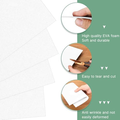 Innconee 20 Pcs 3mm Embroidery Foam EVA Foam Sheets for 3D Embroidery Arts and Crafts, DIY Projects, Hand Sewing, Quilting, Hats, Cosplay Costumes, Pillows(White,6 x 9 Inch) - color: White, size: 6 x 9 Inch