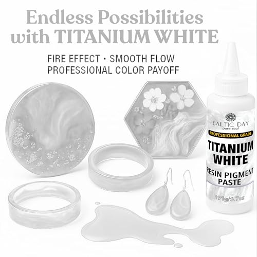 BALTIC DAY Titanium White Epoxy Resin Pigment Paste, Extra Large 191g (6.7oz) – Opaque Resin Colorant, Highly Concentrated Epoxy Dye, Mica Powder Alternative for Resin Art, Ocean Waves, Jewelry, Tumblers & Crafts - color: Titanium White