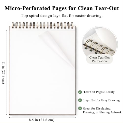 Fuxi Sketch Book 8.5x11, Top Spiral-Bound Sketchbook, 100Sheets_68lb/100gsm - color: Brown, size: 11" x 8.5" (Pack of 1)