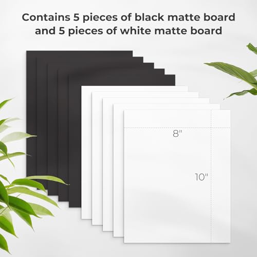 AUEAR 8x10 Uncut Picture Mat Boards, White and Black Matt Boards, 10-Pack - color: Black and White, size: 8x10