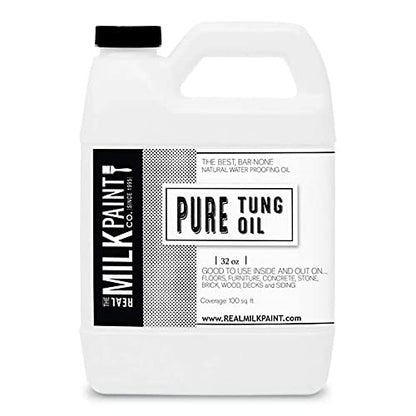 Real Milk Paint, Pure Tung Oil for Wood Finishing, Cutting Boards, Outdoor Furniture, Butcher Blocks, Wood Flooring, Food Grade, Waterproof, 32 oz - size: 32 Fl Oz (Pack of 1)