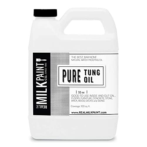 Real Milk Paint, Pure Tung Oil for Wood Finishing, Cutting Boards, Outdoor Furniture, Butcher Blocks, Wood Flooring, Food Grade, Waterproof, 32 oz - size: 32 Fl Oz (Pack of 1)