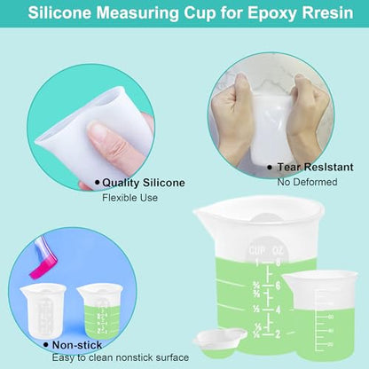 Silicone Measuring Cups for Resin Supplies,Resin Kit for 250ml &100ml Non-Stick Mixing Cups,Silicone Cups for Resin Molds,Epoxy Resin Cups,Cooking,Casting Molds,Jewelry Makin,DIY Crafts - size: 250ml - 10ml