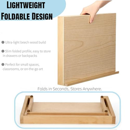 12.5"x16.5" Foldable Beechwood Tabletop Painting Easel | Portable Drafting Table & Art Stand, 5-Position Desk Easel With Smooth Art Board For Studio Sketching, Art Supplies