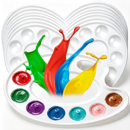Hulameda 15Pcs Plastic Oval White Paint Tray Palettes for Adults to Paints | Paint Palettes,Paint Pallets with Thumb Hole for Kids,for Painting or DIY Craft Class,9 x 6.6 Inch - color: 15pcs