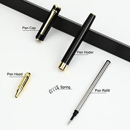 YIVONKA Luxury Ballpoint Pen Black Refill Line width 0.5mm,Best Office Pen Gift for Men & Women Professional Executive,Nice BallPens Classy Gift Box (Black) - color: Black
