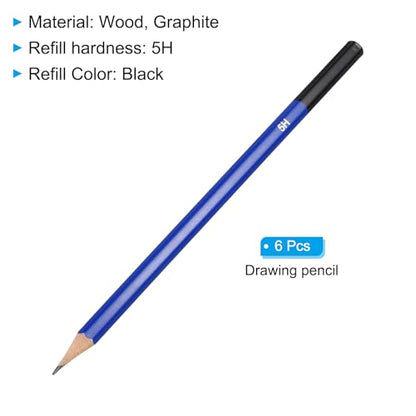PATIKIL 5H Drawing Pencils for Sketching, 6PCS Sketch Pencils for Drawing Art Pencils Graphite Wood Pre-sharpened for Drawing Sketching Artists - size: 1 Count (Pack of 1), style: 5H