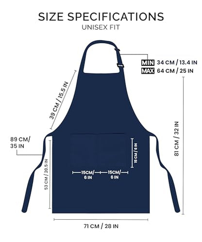 Utopia Kitchen 2 Pack Bib Apron, Adjustable with 2 Pockets, Water and Oil Resistant, Cooking Kitchen Chef Apron for Women Men - color: Navy