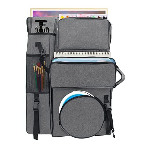 Boyistar Art Portfolio Carry Bag 20" x 26", Canvas Art Portfolio Backpack Traveling Outdoor Drawing Portfolio Case Large Capacity Artist Carrying Bag/Tote Bag for Drawing Board, Screen, Accessories - color: Black