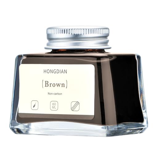 Asvine Hongdian Fountain Pen Bottled Ink Brown, 60ml Fountain Pen Ink Bottled for Writing and Calligraphy, Non Carbon - color: Brown