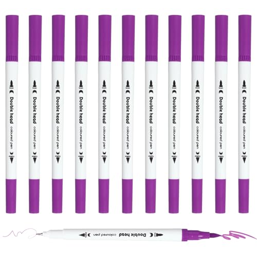 PATIKIL 12Pack Dual Brush Markers, Purple Watercolor Fine and Brush Tips Pens Colored Marker Calligraphy Coloring Art Supplies Set for Coloring Book Illustration Sketching Journaling - color: Purple