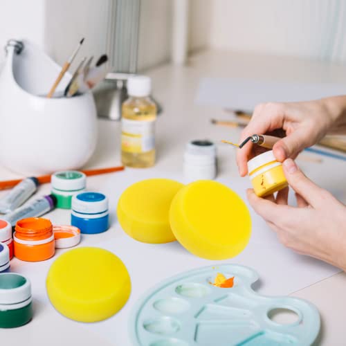 6 Pcs Pottery Sponges, Round Painting Sponge 3inch Yellow Artist Sponges Craft Clay Sponge Watercolor Sponges for Face Painting Pottery Ceramics Art Crafts