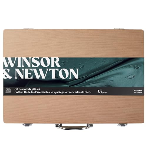 Winsor & Newton Winton Oil Colour, Wooden Paint Set 8 x 37ml Tubes (includes Liquin, Sansodor, 2 Brushes, Knife, Cloth, Godet)