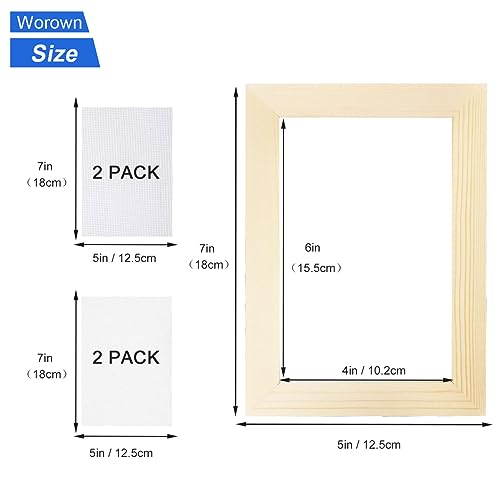 Worown A6 Wooden Paper Making Screen Kit,Paper Making Frames, Mould and Deckle for DIY Crafts - size: A6