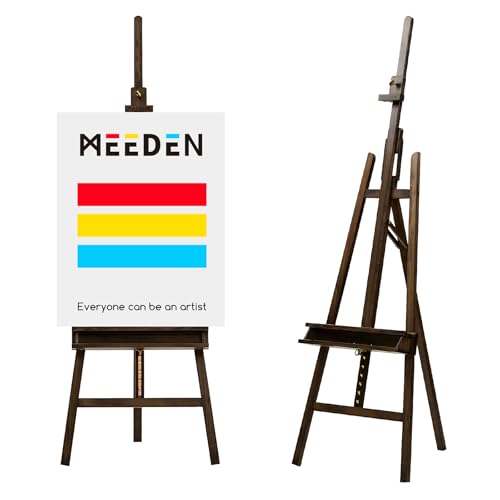 MEEDEN Easel for Painting: Adjustable Solid Beech Wood Studio Easel for Adults with Brush Holder, Holds Canvas up to 48" - color: Gray