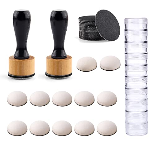 Briartw 44 PCS,2 Mini Ink Blending Tool,14pcs Domed Foams,20pcs Sanding Disks and 10pcs Round Stackable Jars Set,Medium-Grit Sandpaper Provides The Ideal Friction To Work On Cardstock, Chipboard, Wood - color: 2 Handle+14 Foam+20 Sanding Disk+10 Jars
