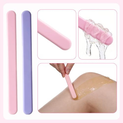6 PCS Non-Stick Wax Spatulas Set, Silicone Wax Applicator Different Sizes Scrapers Reusable Silicone Stirring Stick For Home Salon Body Use (Pink&Pruple)