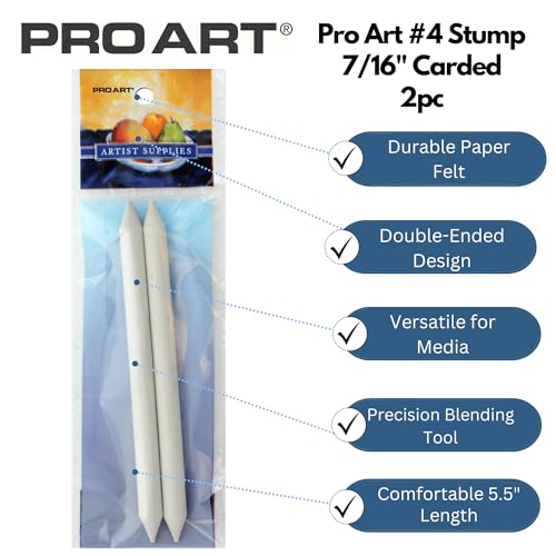 Pro Art Stump #4 7/16" 2pc Carded, Blending Stump, Blending Stumps for Drawing, Sticks, Art Blender, Sticks for Drawing, Tools Drawing - color: Stump, size: #4