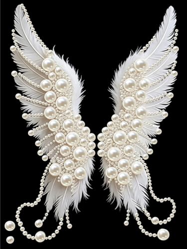 3D Pearl Angel Wings Diamond Art Painting Kits for Adults 12x16inch - color: PL07-1