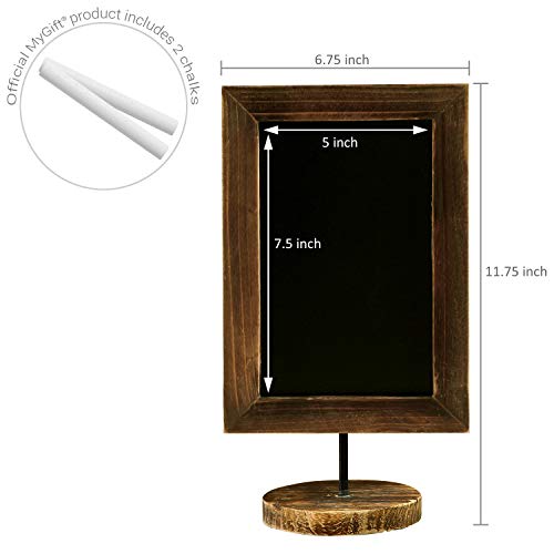 MyGift 12x7 Inch Framed Tabletop Chalkboard Signs with Stand Set of 2 | Reusable Writing Surface, Stable Easel Stand, Double Sided Display, Wedding Event Décor, Home Business Messaging - color: Burnt Wood, Set of 2