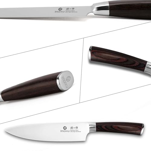 imarku Japanese Chef Knife-Sharp Kitchen Knife 8 Inch, Gift for Mom & Dad | Chef's Knives HC Steel Paring Knife, Unique Gifts for Men and Women, Kitchen Gadgets with Gift Box, Gyutou Knives - color: brown and silver