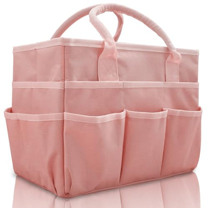 Cupohus Craft Organizer Bag, Pink Art Supply Tote with Multiple Pockets - color: Pink