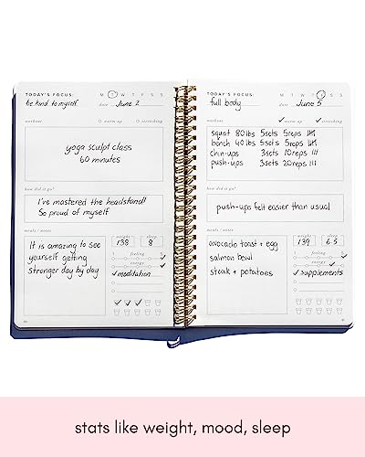 Fitness Journal for Women - Track Workouts, Meals, and Weight Loss, Undated, Fits 120 Workouts, Dusty Blue, 6 x 8.5 Inches - color: Dusty Blue