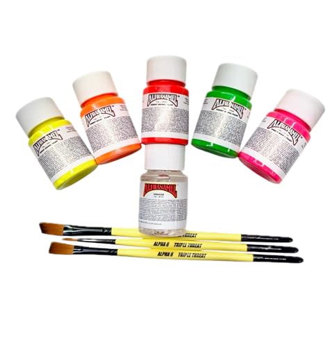 Hobby Model Electroshock Pack with Brushes and Reducer for Pinstriping Fine Line Painting Custom Designs and Detail Work, 1 Oz Each