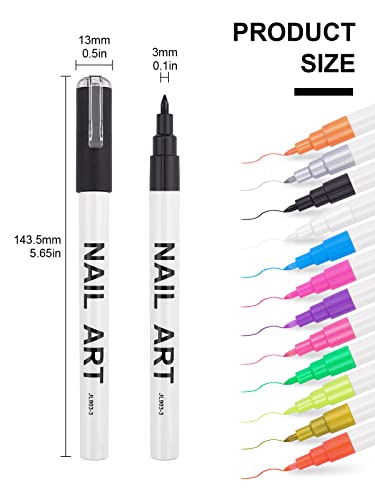 12 Color 3D Nail Art Pens Set Kalolary Nail Point Graffiti Dotting Pen | Drawing Painting Liner Brush for DIY Nail Art Beauty Adorn Manicure Tools - color: D