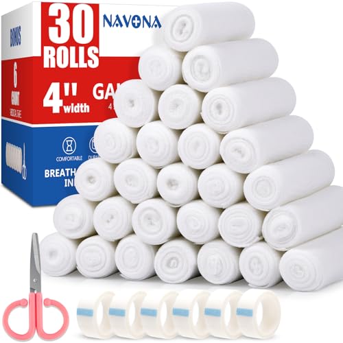 Navona Gauze Rolls 30 Pack, 4 in x 4.1 Yards - color: Pack of 30