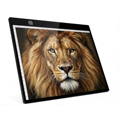 A4 Ultra-Thin LED Light Pad with Scale - 5000 Lux Stepless Dimmer Light Box for Diamond Painting, Tracing & Sketching - USB Powered Portable Light Table for Artists, Tattoos & Animation - Black - size: A4