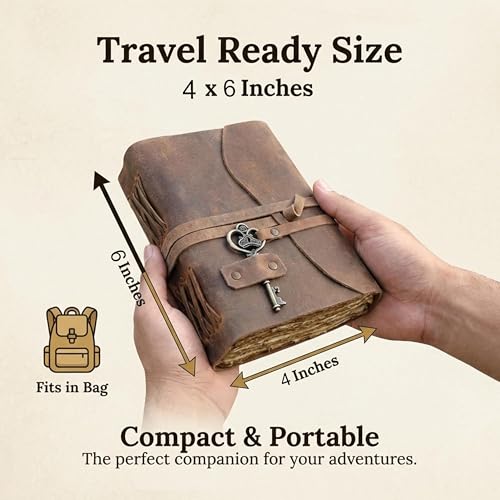cuero Vintage Leather Journal - Handmade Refillable Leather Bound Notebook with Deckle Edge Paper, Antique Travel Diary, Writing Journal for Men & Women - Vintage Notebook Binder (4 by 6 inch) - size: 4 x 6 inches
