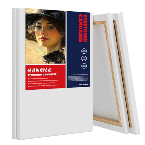 Stretched Canvases for Painting, 12x16 Inch Painting Supplies for Artists, Blank Canvas Pack, 4-Pack for Acrylic, Oil and Gouache Paints - size: White-12×16