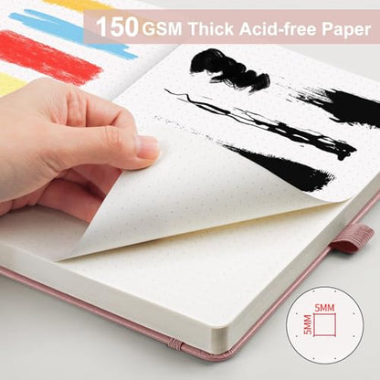 AHGXG Dotted Journal, 150 GSM Paper, 128 Pages, A5 (5.7'' X 8.3'') - color: Rose Gold, style: A5-Dotted-150G