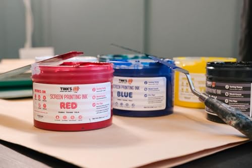 Tinks Screen Printing Ink - Red - 8 oz. | Water-Based Fabric Ink - Screen Printing, Stenciling, Tote Bags & Fabric Stamping - Non-Toxic, No Harsh Fumes - 8 oz. - color: Red