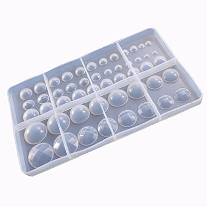 2 Pcs Cabochon Gem Silicone Mold,Large | Clear Round Silicone Mold for Making Earrings, Jewelry Making, Crafting Projects - color: round-large