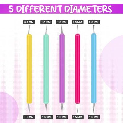 Ashmacdo 20 Pcs Dotting Tools for Painting,Ball Embossing Tool Tracing Stylus for Transfer Paper Drawing Nail Art - color: Candy Colors