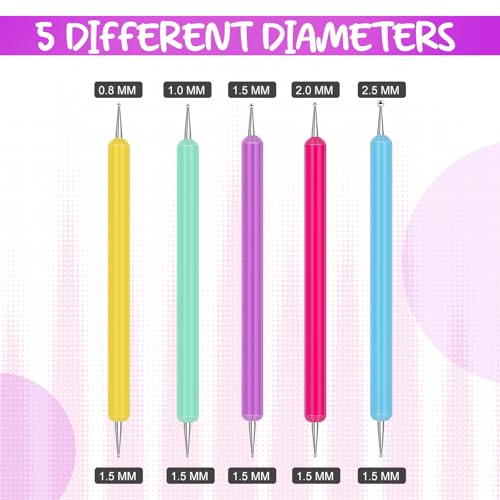 Ashmacdo 20 Pcs Dotting Tools for Painting,Ball Embossing Tool Tracing Stylus for Transfer Paper Drawing Nail Art - color: Candy Colors