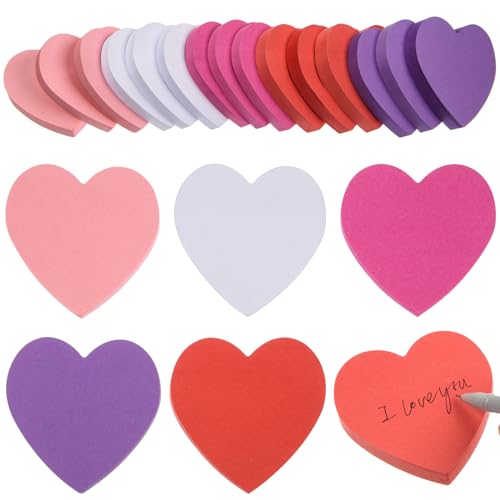 1500 Sheets Heart Shaped Sticky Notes 3x3 Inch Assorted Color Sticky Notes Cute Sticky Memo Pads Self Stick Note Pads for Office School Business Valentine Supplies, Removable and Easy to Post - color: Romantic Color, size: 15 Pads