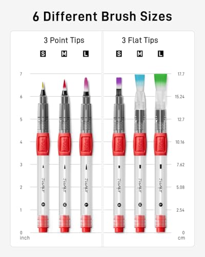 JusArt Water Brush Pens 6-Pack Leak-Proof Refillable Watercolor Pens - color: 6 Pcs Red