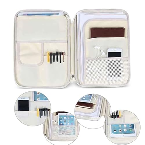 JAKAGO A4 Travel Portfolio Multifunctional Document Organizer Zippered Case for Office Supplies (LSpink) - color: Lspink