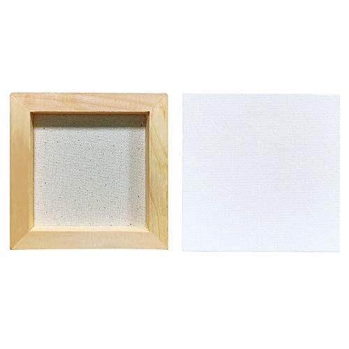 AUREUO Mini Stretched Canvas - 3x3 Inch/24 Pack - 2/5 Inch Profile Tiny Square Canvas Boards for Painting - Art Gift Set Bulk Pack Canvases for Acrylic Halloween Painting & Craft - size: 3"x3"