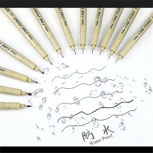 12 Pack Micro Pen Fineliner Ink Pens, Black Fine Point Drawing Pens Waterproof Archival Ink Multiliner Pens for Artist Illustration, Sketching, Technical Drawing, Anime, Manga