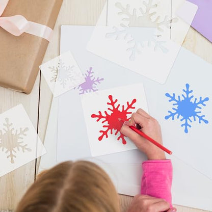 Snow Stencil, 8 PCS Different Size Snow Stencils, Snow Template Stencil, Large Snow Stencil for Spray Painting, Painting Template for Fabric Walls Arts Paper - style: snow