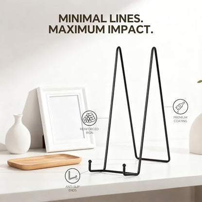 Artliving Metal Plate Stands for Display - 12-Inch Tabletop Holder for Large Heavy Plates, Signs, Plaques, Decorative Canvas Art - Black Iron Display Easels - 2 Pack - size: 12“（2 pack）