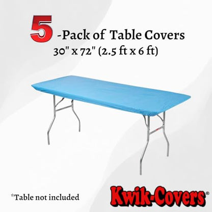 6' Rectangle Plastic Table Covers 30" x 72", Bundle of 5 (Light Blue) - color: Light Blue
