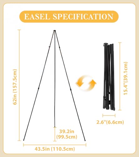 Display Easel Stand for Sign, Lightweight Tripod with Bag, Portable Adjustable Artist Easels for Outdoor Painting Canvas/Posters/Wedding, 1PC Black